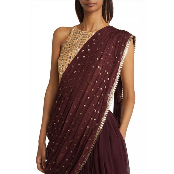 NWT Sani Tara Gold Mirror Embellished Halter Style Cropped Top Size XL *TOP ONLY - Picture 3 of 13